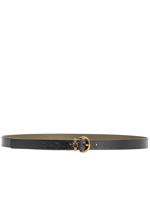 PINKO LOVE Cintura reversibile in pelle nero/verde-antique gold - Cinture