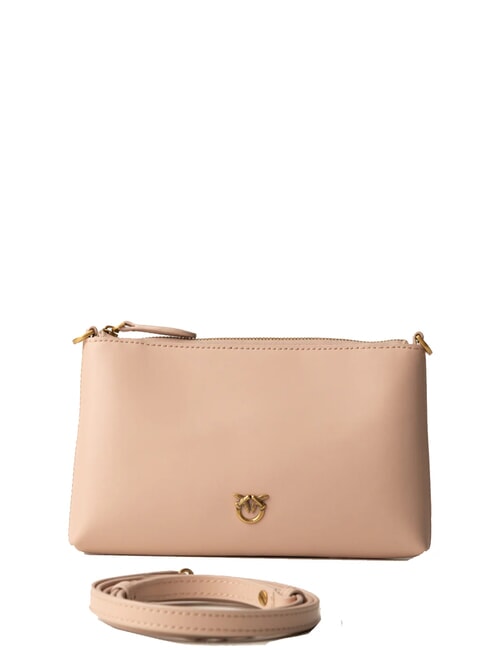 PINKO FLAT Pochette in pelle, con tracolla cipria-antique gold - Borse Donna