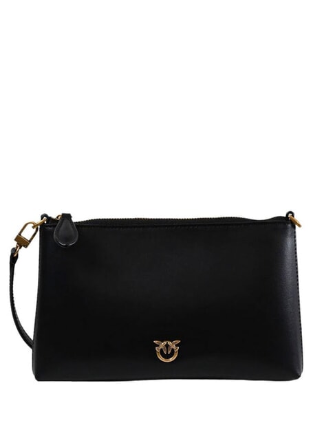 PINKO FLAT Pochette in pelle, con tracolla nero-antique gold - Borse Donna