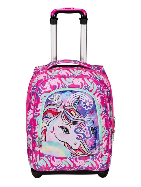 SJGANG CUCCIOLI BIG GIRL Zaino trolley fisso 2 ruote fuxiafluo - Zaini con carrello