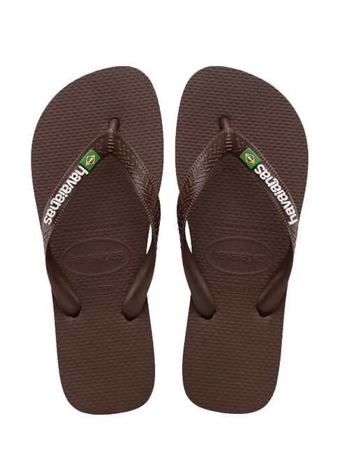 HAVAIANAS BRASIL LOGO Infradito  dark brown/white - Scarpe Unisex
