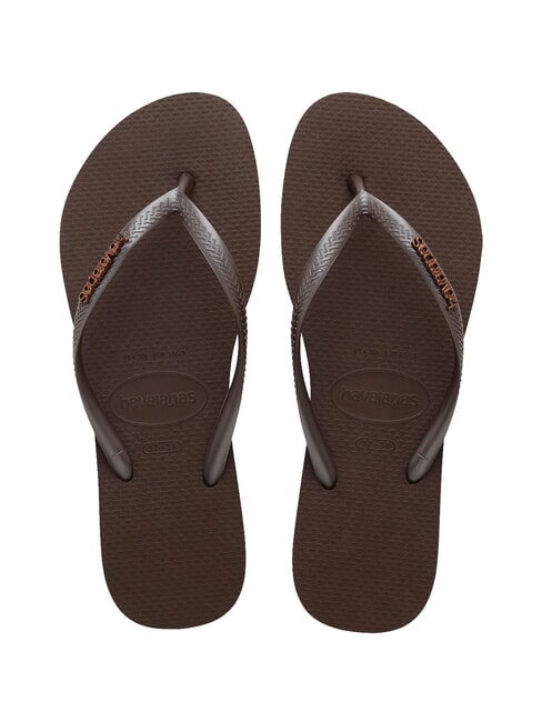 HAVAIANAS SLIM LOGO Infradito darkbro - Scarpe Donna