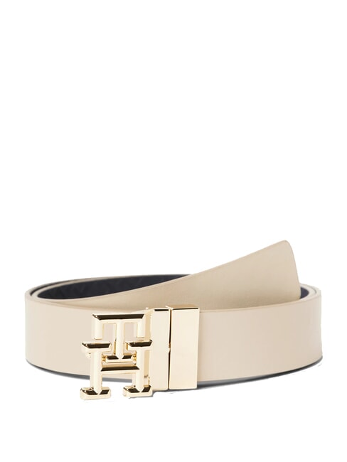 TOMMY HILFIGER TH LOGO Cintura reversibile in pelle desert khaki melange - Cinture