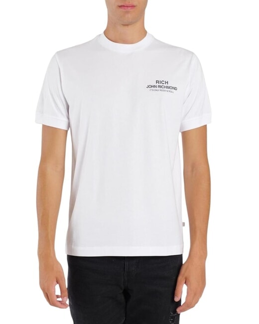 JOHN RICHMOND HECKMANN T-shirt in cotone con logo white - T-shirt Uomo