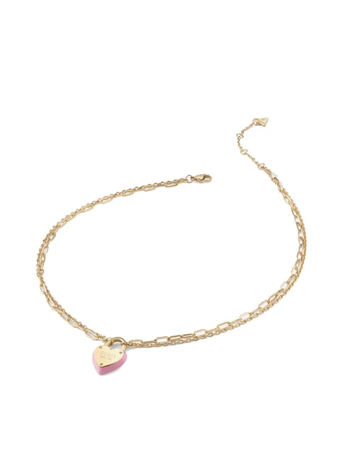 GUESS ALL YOU NEED IS LOVE Collana con cuoricino smaltato yellow gold/pink - Collane