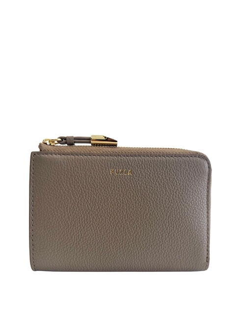 FURLA GOCCIA Portacarte in pelle con zip stucco gray - Portafogli Donna
