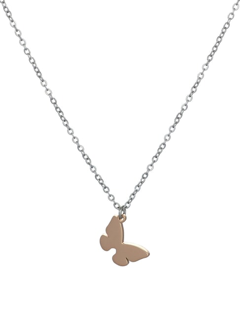 AMEN ACCIAIO Collana con farfalla acciaio/rose - Collane