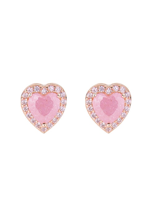 AMEN ICY DIAMONDS Orecchini a cuore con pietra rose - Orecchini