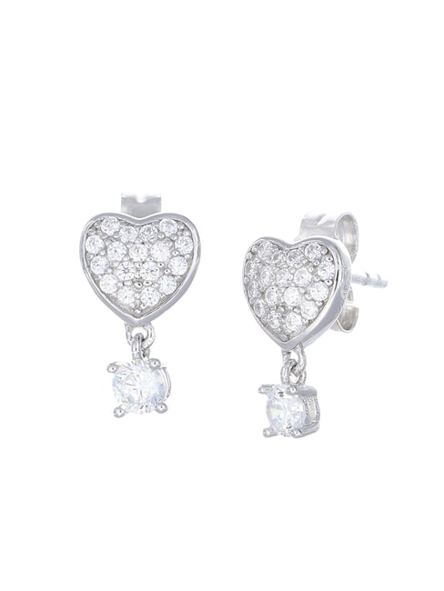 AMEN COCCOLE LUXURY Orecchini cuore con pendente rodio - Orecchini