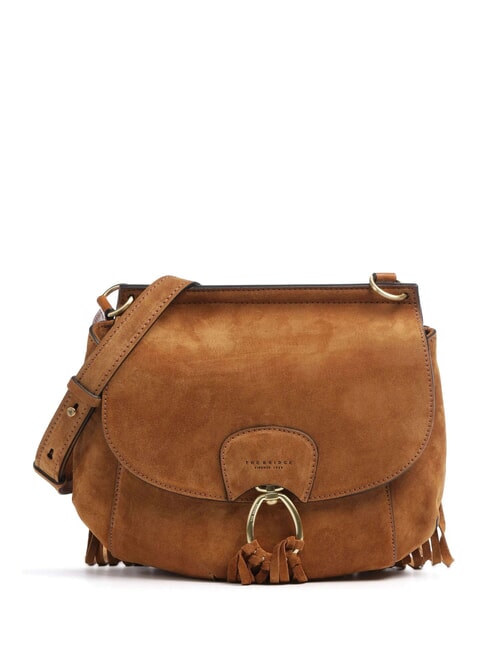 THE BRIDGE ERICA Borsa tracolla in pelle con frange cognac/oro - Borse Donna