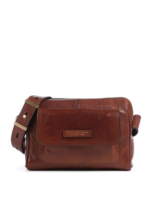 THE BRIDGE FLORA Borsa tracolla in pelle con tasca MARRONE - Borse Donna