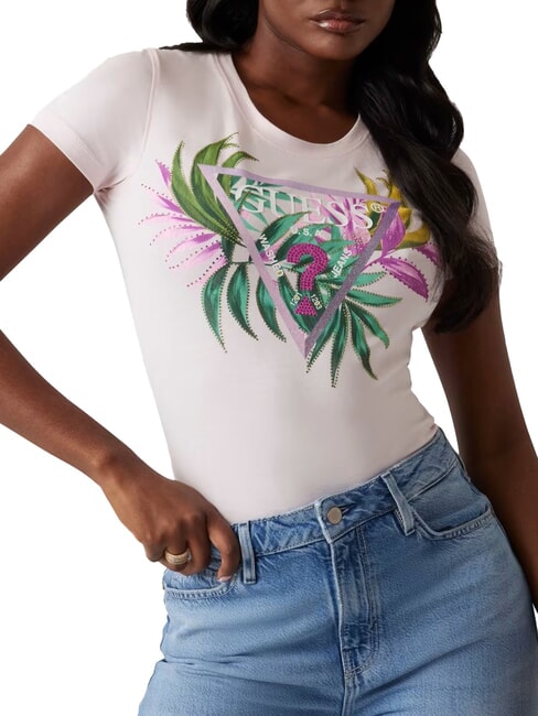 GUESS CN SS LEAF T-shirt a maniche corte low key pink - T-shirt e Top Donna
