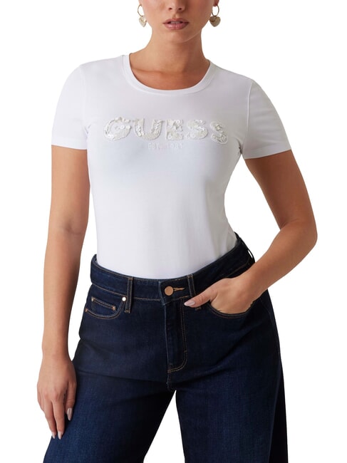 GUESS CN SS LOGO T-shirt a maniche corte purwhite - T-shirt e Top Donna