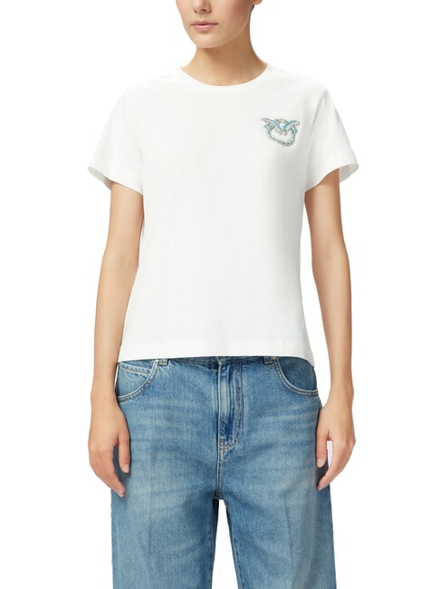 PINKO NAMBRONE  T-Shirt in cotone bianco-biancaneve - T-shirt e Top Donna