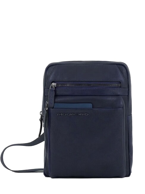 PIQUADRO PAAVO Borsello grande in pelle porta iPad blu - Tracolle Uomo