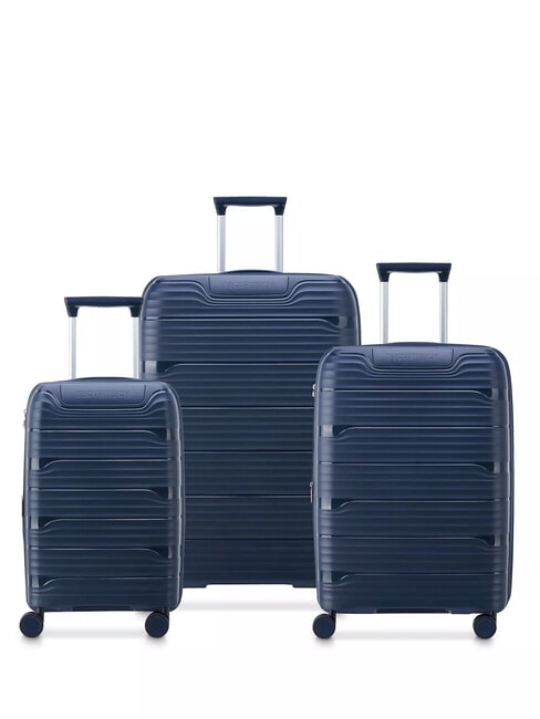 DELSEY SECURITECH DUNE Set 3 trolley: cabin, medio, grande espandibili blu - Set Trolley