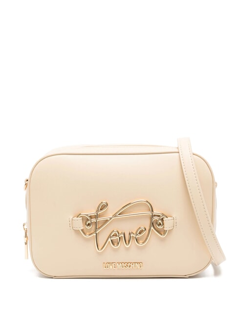 LOVE MOSCHINO CURSIVE LOGO Borsa camera case a tracolla beige - Borse Donna
