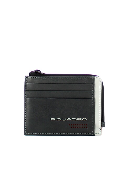 PIQUADRO URBAN  Portacard con zip, in pelle grigio - Portafogli Uomo