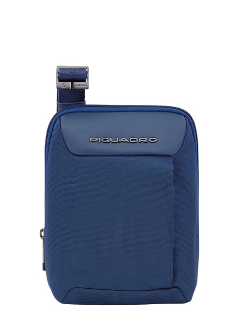 PIQUADRO MACBETH Borsello piccolo in pelle e tessuto blu - Tracolle Uomo