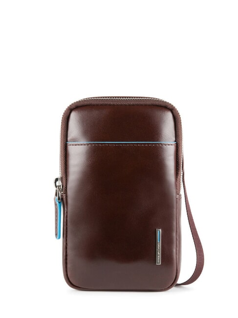 PIQUADRO BLUE SQUARE Borsello porta cellulare in pelle MOGANO - Tracolle Uomo