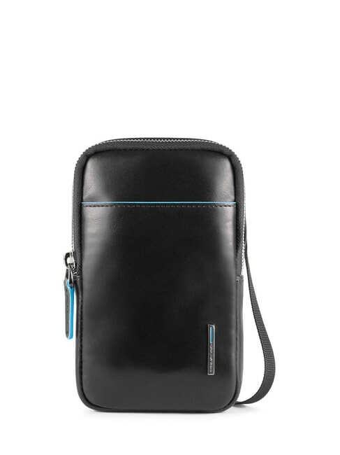 PIQUADRO BLUE SQUARE Borsello porta cellulare in pelle Nero - Tracolle Uomo