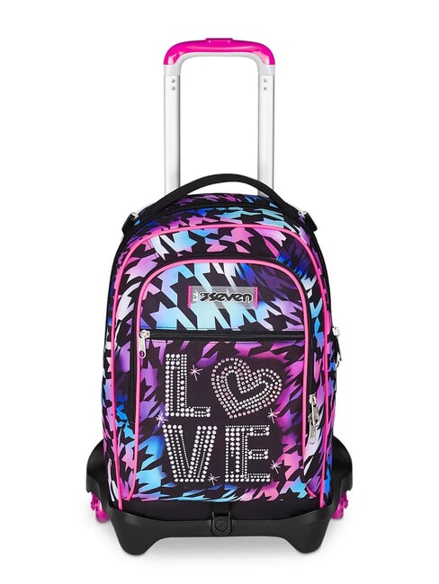 SEVEN GLOW LOVE JACK 3WD Trolley Zaino sganciabile, 3 ruote Nero - Zaini con carrello