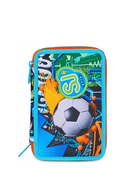 SJGANG TINYPATCH BOY Astuccio 3 zip completo di kit scuola bright turquoise - Astucci e Accessori