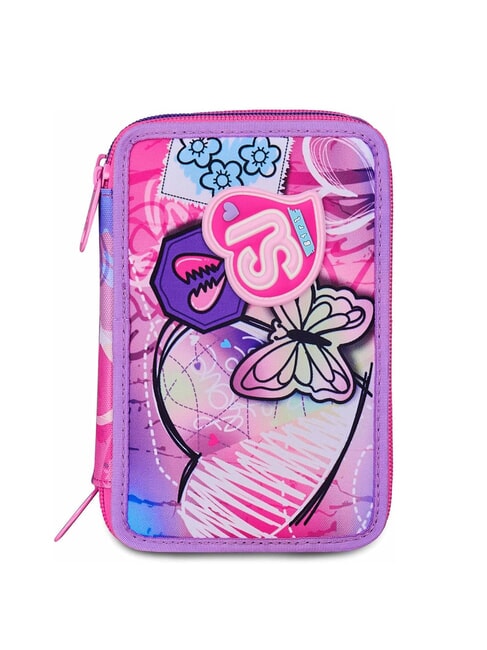 SJGANG TINYPATCH GIRL Astuccio 3 zip completo di kit scuola CANDY FUXIA - Astucci e Accessori