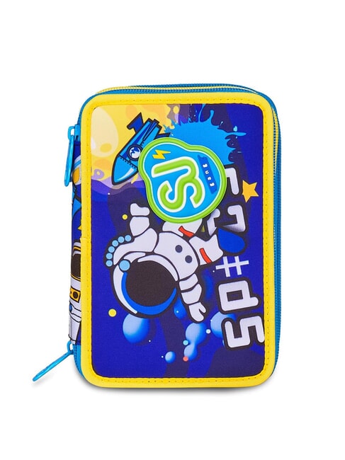 SJGANG FLYROCKET BOY Astuccio 3 zip completo di kit scuola fluo yellow - Astucci e Accessori