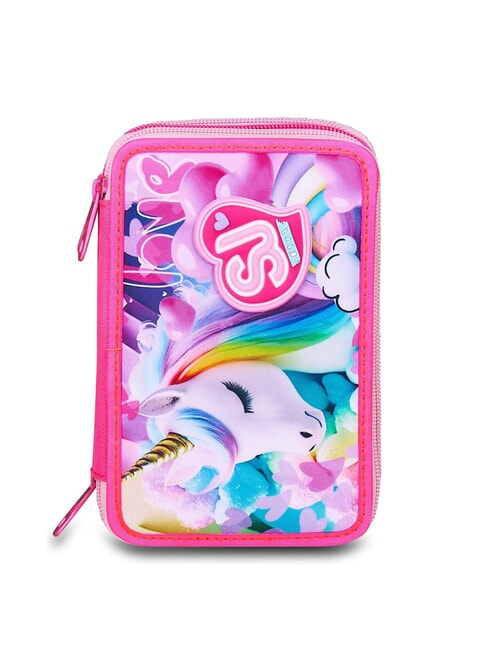 SJGANG FLYUNICORN GIRL Astuccio 3 zip completo di kit scuola fuxiafluo - Astucci e Accessori