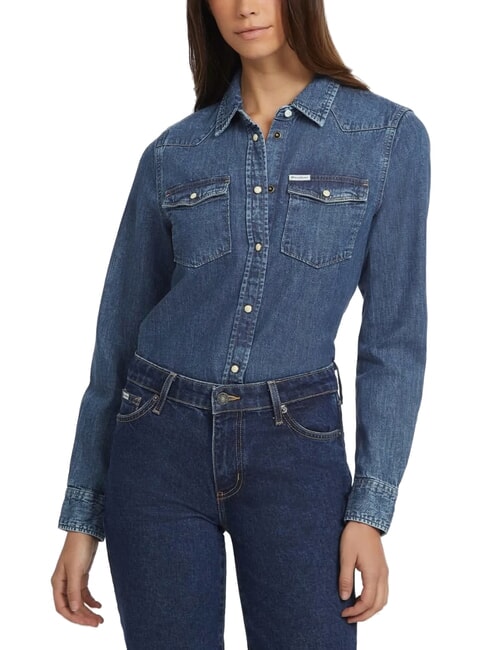 GUESS JEANS SLIM DENIM Camicia jeans manica lunga gj dark wash - Camicie Donna