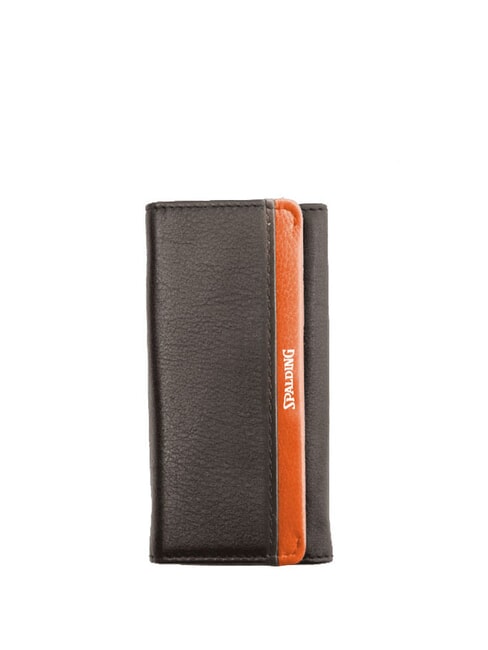 SPALDING STRIPE Astuccio portachiavi in pelle brown/orange - Portachiavi