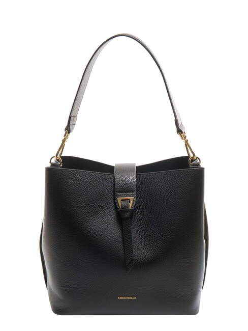COCCINELLE ALBA Borsa a spalla in pelle martellata Nero - Borse Donna