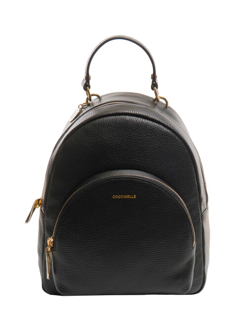 COCCINELLE ALPHA Zaino in pelle martellata con tasca Nero - Borse Donna