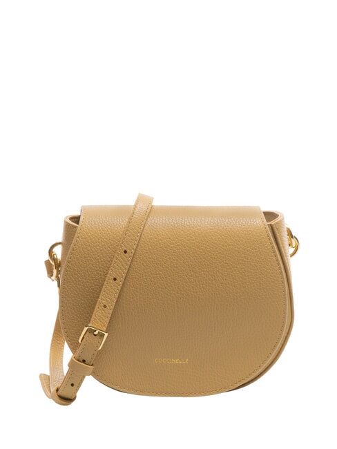 COCCINELLE ALPHA Borsa mini tracolla pelle martellata fresh beige - Borse Donna