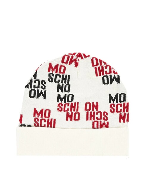 MOSCHINO LOGO BICOLOR Berretto con risvolto panna - Cappelli