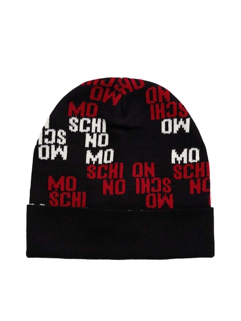 MOSCHINO LOGO BICOLOR Berretto con risvolto nero - Cappelli