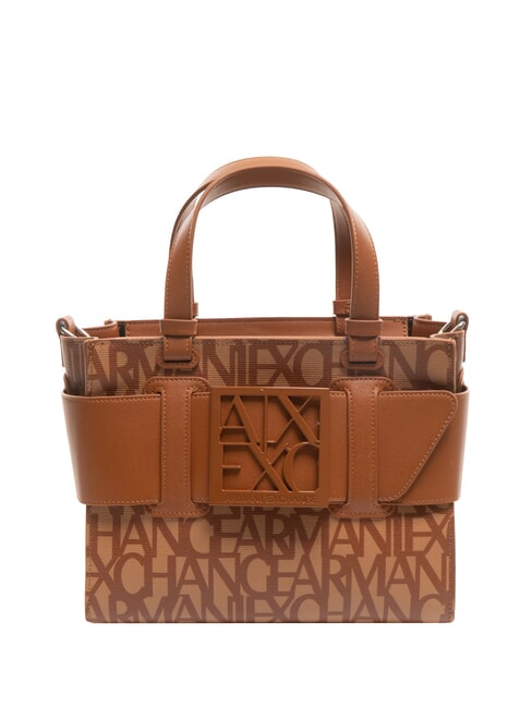 ARMANI EXCHANGE LOGO ALL OVER Borsa piccola con tracolla cam. rose/car. cafe - Borse Donna