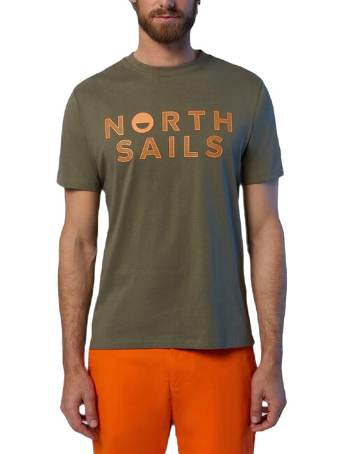 NORTH SAILS LINE PRINT T-shirt in cotone maxi stampa dusty olive - T-shirt Uomo