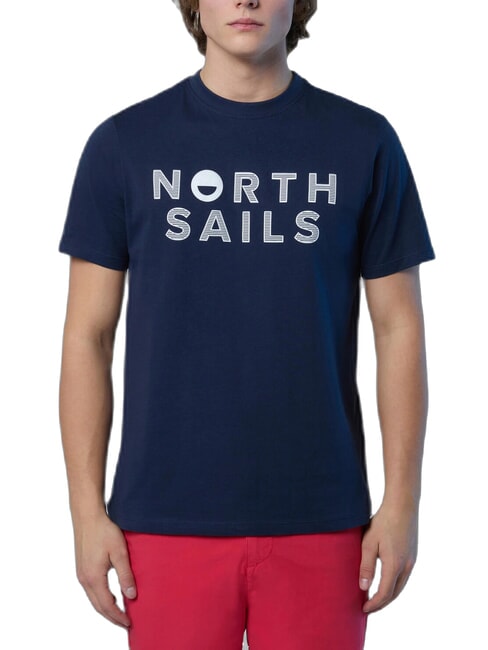 NORTH SAILS LINE PRINT T-shirt in cotone maxi stampa navy blue - T-shirt Uomo