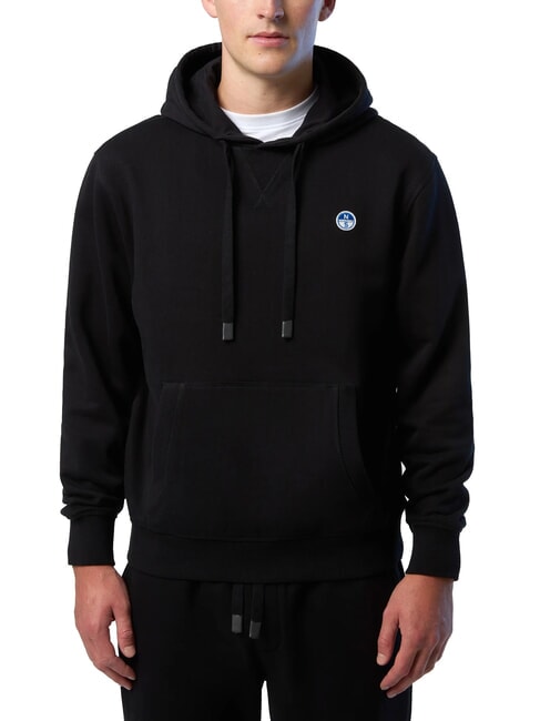 NORTH SAILS ROUND LOGO Felpa in cotone con cappuccio black - Felpe Uomo