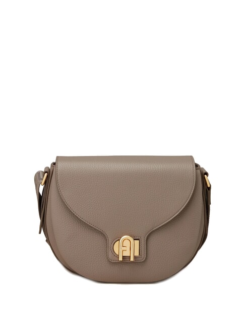 FURLA LOTUS Borsa in pelle con tracolla logata stucco gray+toni stucco gray - Borse Donna