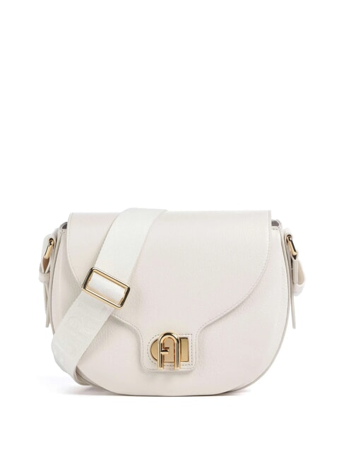 FURLA LOTUS Borsa in pelle con tracolla logata panna+toni panna - Borse Donna