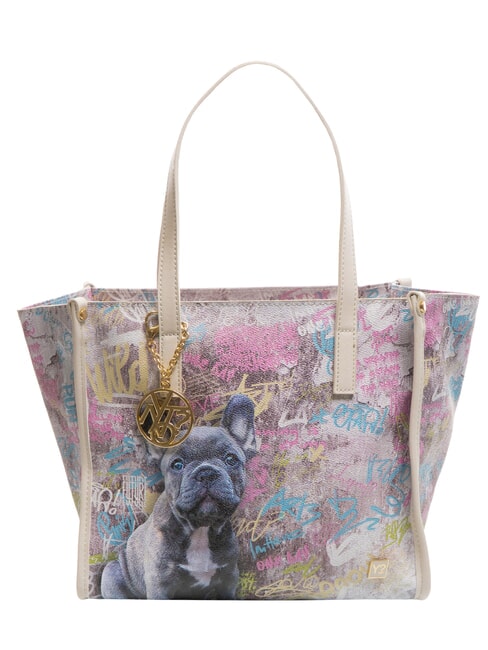 YNOT BEST FRIENDS Borsa shopping a spalla con charm dog wall - Borse Donna