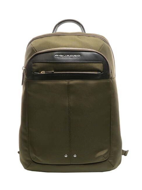 PIQUADRO LINK Zaino in pelle e tessuto, porta pc 15.6" VERDE - Zaini da lavoro porta PC