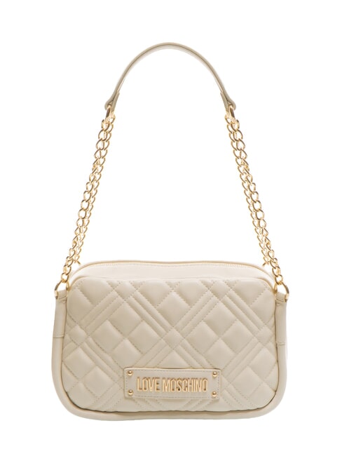 LOVE MOSCHINO QUILTED Borsa a spalla manici catena avorio - Borse Donna