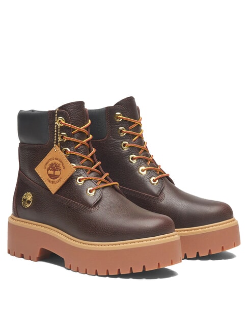 TIMBERLAND STONE STREET  Stivaletti alti in pelle dk brown full grain w blk - Scarpe Donna