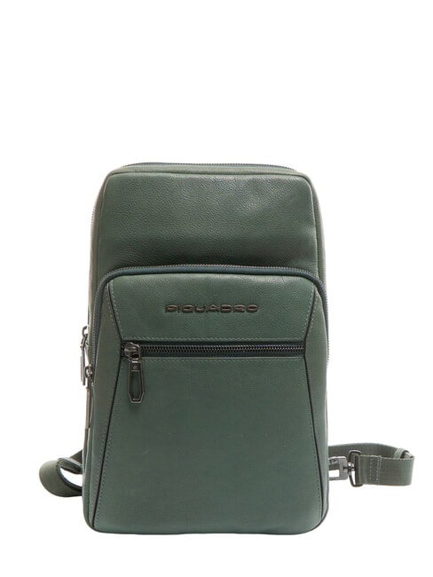 PIQUADRO RHINO Zaino monospalla in pelle VERDE - Zaini da lavoro porta PC