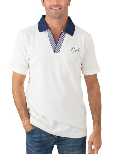 JOHN RICHMOND DABAK Polo mezza manica a V off-white - Polo Uomo