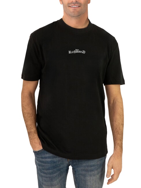 JOHN RICHMOND SANGARIS T-shirt in cotone con logo black/grey melage - T-shirt Uomo